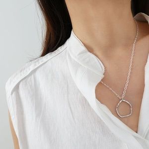 Isadora Silver Twisted Organic Circle Necklace